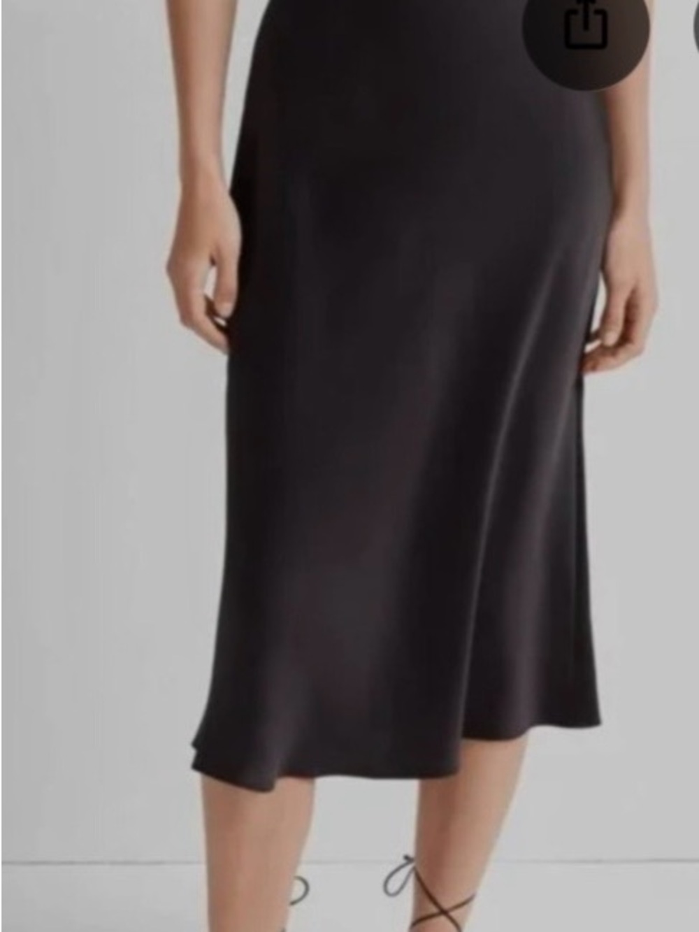 Club Monaco Black Satin Midi Slip Skirt